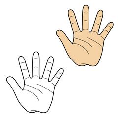 Obraz premium Vector flat palm five fingers in different directions for activities with children on a white background