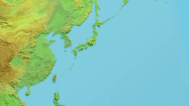Japan Map 3D animated with Borders