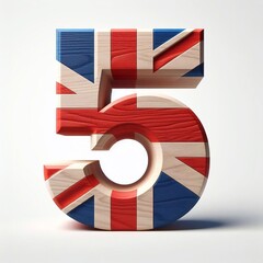 5 digit United Kingdom letters shape 3D wooden Lettering Typeface. AI generated illustration