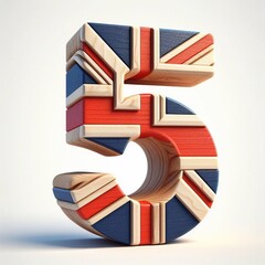 5 digit United Kingdom letters shape 3D wooden Lettering Typeface. AI generated illustration