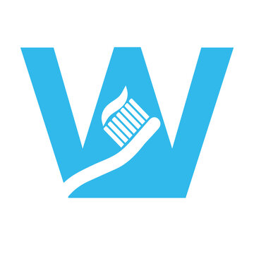 Initial Toothbrush Logo combine with letter W vector template