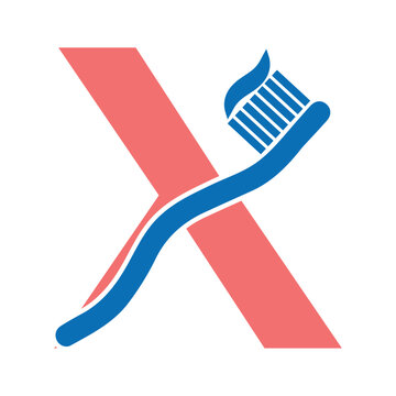 Initial Toothbrush Logo combine with letter X vector template
