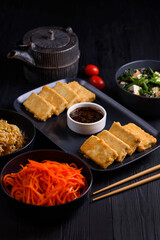 Korean food. Tofu fried in batter.