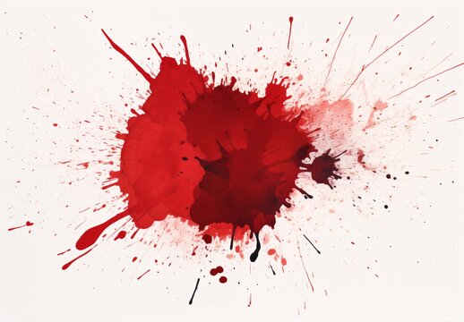 a red paint splatter on a white background