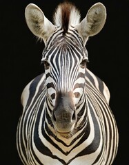 portrait of zebra on black