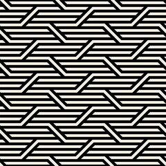 Vector seamless pattern with geometric zigzag. Endless stylish texture. Ripple monochrome background. Bold weaved grid. Modern interlaced swatch.