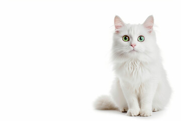 Fototapeta premium Cute cat on white studio background