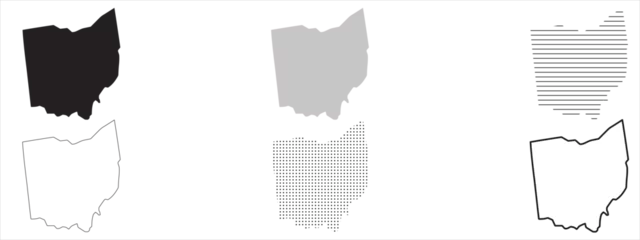 Fotobehang Ohio State Map Black. Ohio map silhouette isolated on transparent background. Vector Illustration. Variants. © Andrii