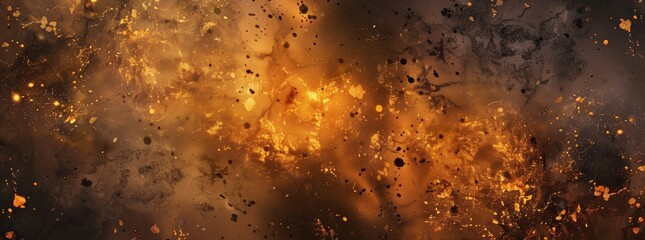 a burning fire ecard background image, in the style of dark gold and light gold, interstellar nebulae - obrazy, fototapety, plakaty