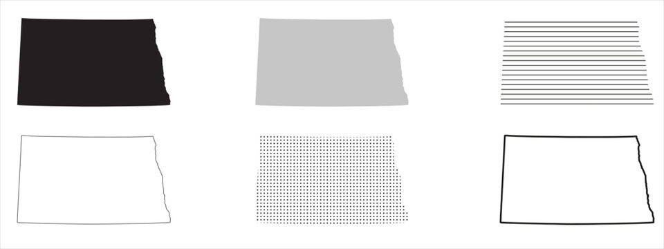 South Dakota State Map Black. South Dakota map silhouette isolated on transparent background. Vector Illustration. Variants.