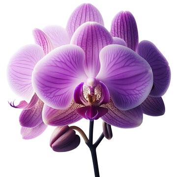 purple orchid flower isolated on transparent background PNG image, AI generated
