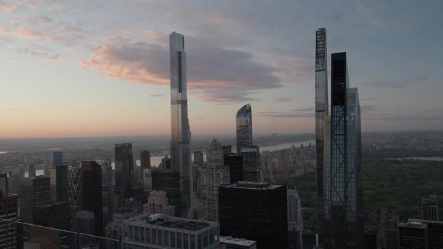 Modern Skyscrapers At Rockefeller Center During Sunset At New York