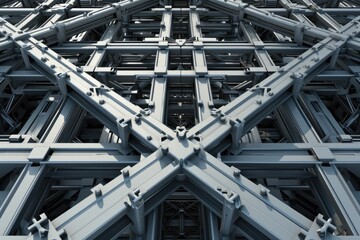 Metallic Creativity: 3D Illustration of Cross-Shaped Scaffolding Structure