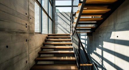 Modern Interior Design: Elegant Wooden Staircase Handrail in a Luxurious Home