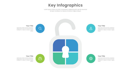 Key infographic concept with 4 steps for business presentation