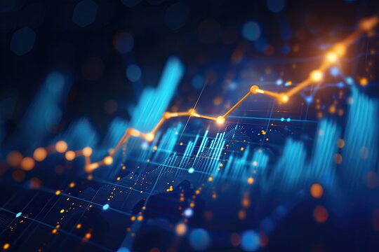 Business digital graph chart in stock trade market. Growth investment