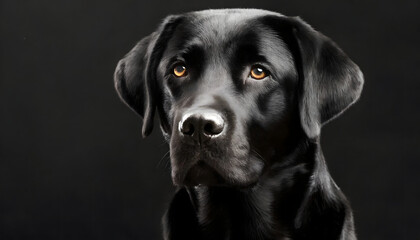 Black Labrador Portrait on black background