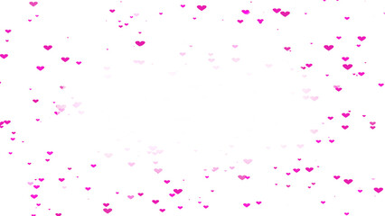 Romantic concept frame material (transparent background) with pink hearts spread around. PNG with alpha channel. Valentine's Day greeting card concept. mother's day commemorative design