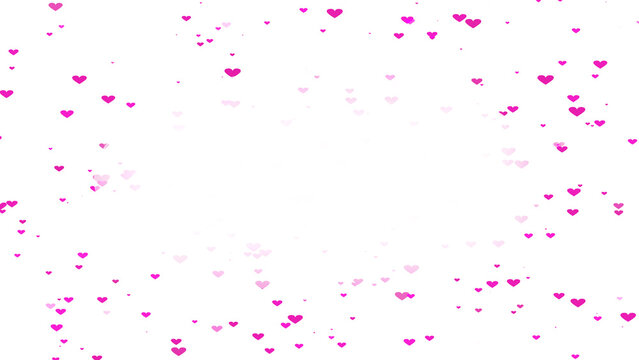 Romantic concept frame material (transparent background) with pink hearts spread around. PNG with alpha channel. Valentine's Day greeting card concept. mother's day commemorative design