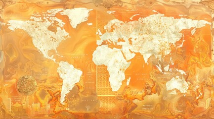 old world map, interactive experiences, light gold and orange