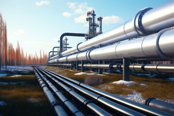 Oil delivering pipeline transport oil in far distances.