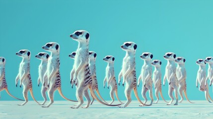 Futuristic Meerkats Standing in Line
