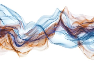 blue and white abstract wavy wave background, in the style of ghostly forms, smokey background