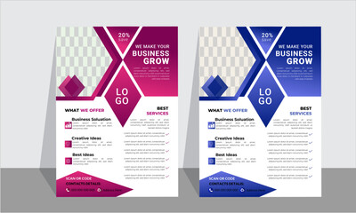 Business creative colorful business flyer template design set, abstract business flyer, vector template design or business poster template design.