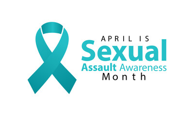 Sexual assault awareness month concept. Banner with teal ribbon Vector illustration . Poster, flyer and Banner, background design.