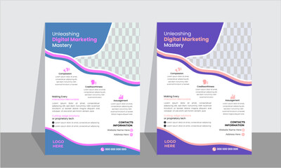 Business creative colorful business flyer template design set, abstract business flyer, vector template design or business poster template design.