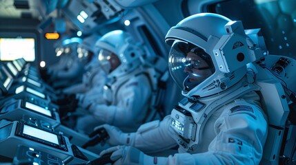 a group of people in space suits - Powered by Adobe