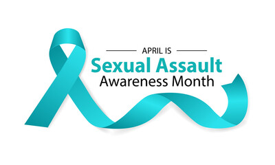 Sexual assault awareness month concept. Banner with teal ribbon Vector illustration . Poster, flyer and Banner, background design.