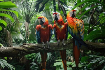 Rainforest Canopy Exotic birds and foliage