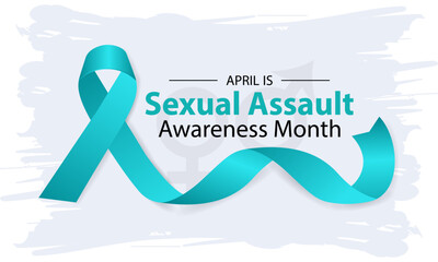 Sexual assault awareness month concept. Banner with teal ribbon Vector illustration . Poster, flyer and Banner, background design.