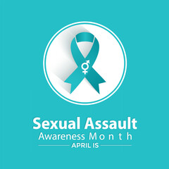 Sexual assault awareness month concept. Banner with teal ribbon Vector illustration . Poster, flyer and Banner, background design.