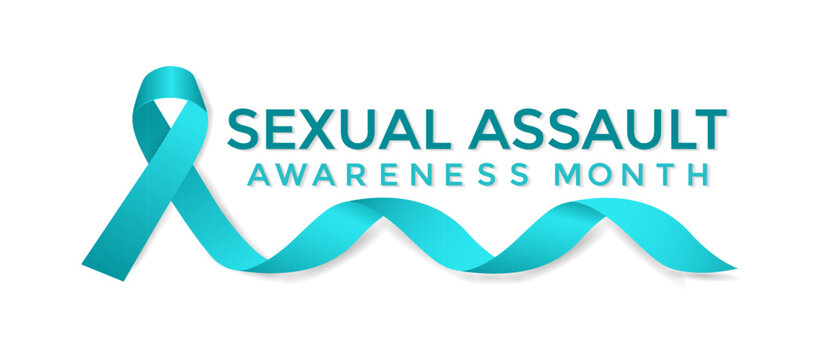 Sexual assault awareness month concept. Banner with teal ribbon Vector illustration . Poster, flyer and Banner, background design.