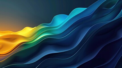 A minimalistic background. Shades of blue, green and yellow colors abstract background. Created with Generative AI