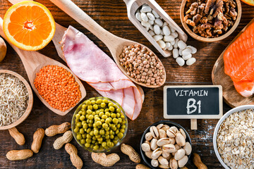 Composition with food products rich in thiamine or vitamin B1