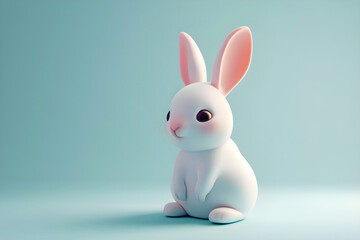 Obraz premium Rabbit isolated against soft background - Ai Generated