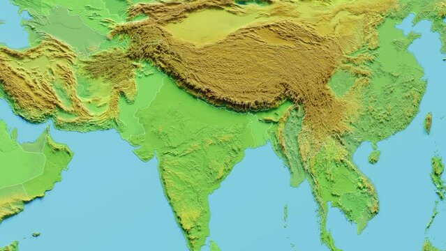 Nepal Map 3D animated with Borders
