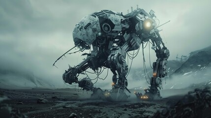 The machinery of war Create a futuristic artwork displaying the advanced technology used in combat - obrazy, fototapety, plakaty