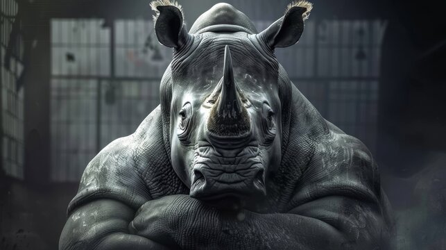 Rhino with gorilla strong arms