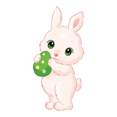 Flat illustration of a cute Easter bunny with Easter eggs.A4 Easter congratulations cards.