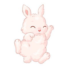 Flat illustration of a cute Easter bunny with Easter eggs.A4 Easter congratulations cards.