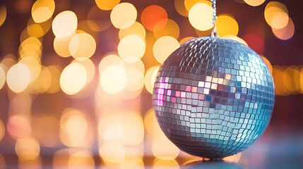 Fototapeta premium Disco ball illustration, disco ball with rainbow colored light reflections