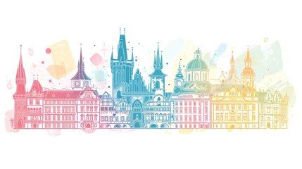 Artistic illustration of Prague city. Czech Republic in Europe. - obrazy, fototapety, plakaty