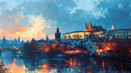 Foto op Plexiglas anti-reflex Artistic illustration of Prague city. Czech Republic in Europe. © Joyce