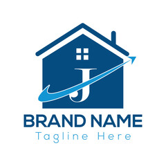 Home Logo On Letter J Template. Initial Home Sign Concept Template	