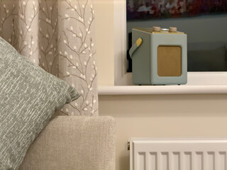 Neutral colour home interior and vintage radio