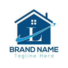 Home Logo On Letter L Template. Initial Home Sign Concept Template	